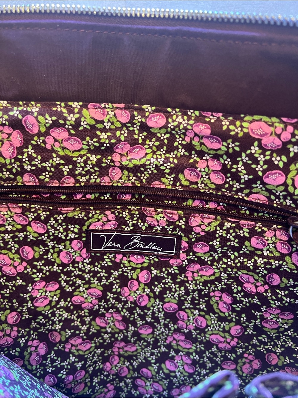 Vera Bradley North South Quilted Plum Floral Tote - Picture 5 of 9